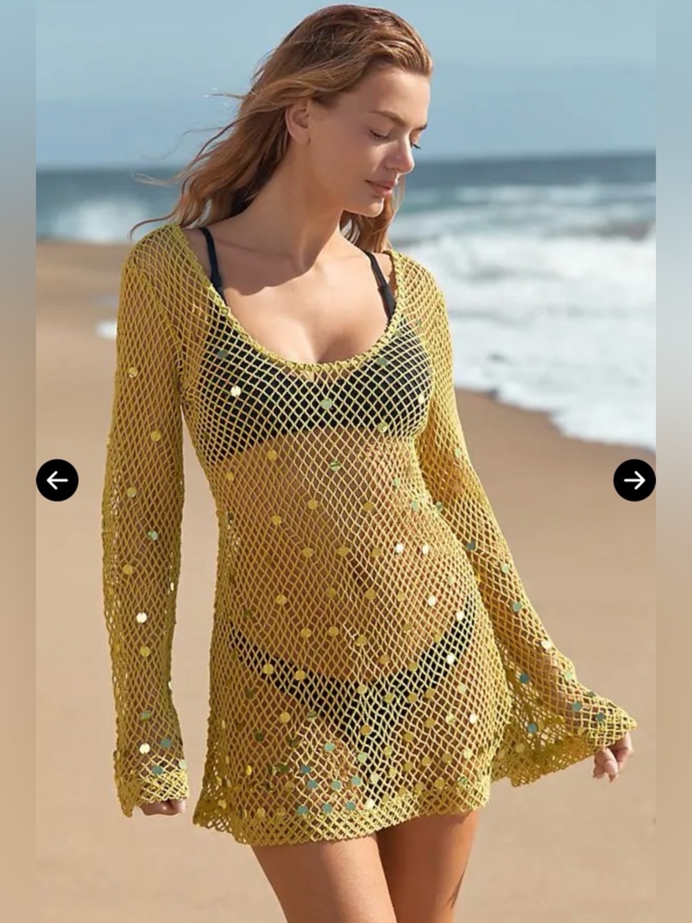 Celandine By Anthropologie Long-Sleeve Sequin Cover-Up Mini Dress - NWT